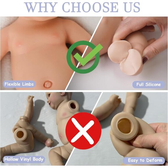 12 Inch Realistic Full Body Silicone Reborn Lifelike Ivory Baby doll Girl - Picture 5 of 8